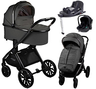Детская коляска AmaroBaby Motus Premium Ecco 4 в 1 с автокреслом Rant Miro Black и базой серый
