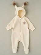 Комбинезон Little Star Рысенок с капюшоном футер с начесом 30321 (ЧЗ-мз) сливочный 62