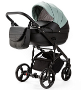 Детская коляска Adamex Lanti Deluxe 2 в 1 LN-SD103 (СЕРО-ЗЕЛЕН.КОЖА + ЧЕРН. КОЖА)