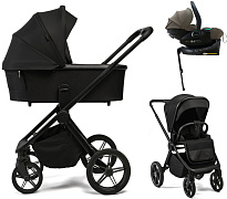 Детская коляска Peppy Monaco Plus 4 в 1 с автокреслом Jet Brown и базой Black (черный), рама черная