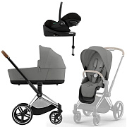 Коляска Cybex Priam IV Chrome Brown complete Cloud G Magic Black Base G 3 в 1 Mirage Grey