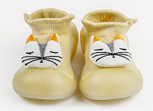 Ботиночки-носочки детские AmaroBaby First Step Cat, с дышащей подошвой желтый 24
