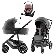 Коляска 3 в 1 Britax Roemer Smile 5Z Style и автокресло Baby-Safe PRO Style Dusty Rose + Vario Base 5Z Mineral Grey