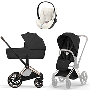 Коляска Cybex Priam V Rosegold Style Cloud T Off White Plus 3 в 1 Sepia Black