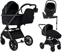 Детская коляска Pituso Mayla Plus 4 в 1 с автокреслом Baesa Black и базой Black/Graphite