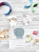 Рукавички-антицарапки Mjolk Ёжики на экрю, Пыльный голубой, Гепарды сет из 3х пар