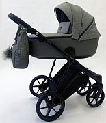 Детская коляска Adamex Porto 3 в 1 PO-PS05 (СЕРЫЙ+Т.СЕРАЯ КОЖА)