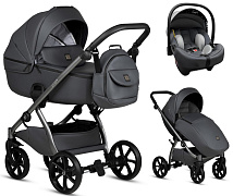 Детская коляска Tutis Uno 5 Plus Leather collection 3 в 1 с автокреслом Elo Lux EduSky Grey 1402166 Licorice