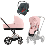 Коляска 3 в 1 Cybex Priam IV Rosegold complete и автокресло Aton B2 i-Size Steel Grey Peach Pink