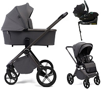 Детская коляска Peppy Monaco Plus 4 в 1 с автокреслом Jet Black и базой Antrazit (графитовый), рама серая