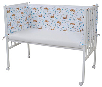 Борт в кроватку Indigo Лесные зверята из 4-х частей, с рюшкой, чехлы съемные, поплин оленята