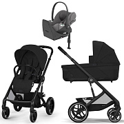 Коляска Cybex Balios S Lux BLK complete Cloud T Mirage Grey Plus Base T 4 в 1 Moon Black с дождевиками
