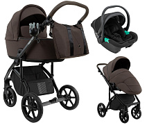 Детская коляска Roan Bass Next 2.0 3 в 1 с автокреслом Pituso Santiso Pro Black BSN/44/2 Turkish Coffe/Black/руч.Cappuccino