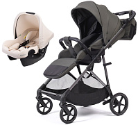 Прогулочная коляска Peppy Amici с автокреслом Rise Milk Antrazit рама Grey
