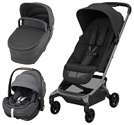 Детская коляска Maxi-Cosi Fame Cabin 3 в 1 с автокреслом Pebble 360 Pro Twillic Graphite Onyx Black/черный
