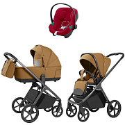 Коляска Carrello Vector 2025 CRL-6551 и автокресло Cybex Aton B2 Dynamic Red 3 в 1 Golden Beige