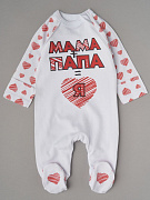 Комбинезон-асим Little Star на молнии 86920 мама+папа=я, белый 62