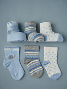 Носочки тонкие Little Star 3 шт в уп 02199 (ЧЗ-мз) слоник, голубой/серый/крем