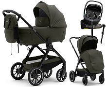 Коляска Agex Prima Pro 4 в 1 с автокреслом i-Safe Black и базой APF664 Green (Зеленый)