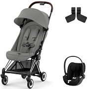 Коляска Cybex Coya Chrome Frame Cloud T i-Size Sepia Black 2 в 1 Mirage Grey с дождевиком