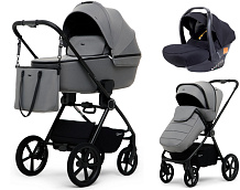 Детская коляска Rant Teo Soft 3 в 1 с автокреслом Carry Pro Black Grey