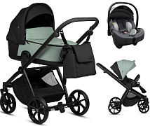 Детская коляска Tutis Mio 3 Plus Essential Кожа 3 в 1 с автокреслом Elo Lux EduSky Grey 1502039 Sage