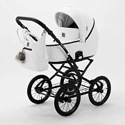Детская коляска Adamex Porto Retro Deluxe 2 в 1 PO-SA01  (Белая.кожа)