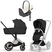 Коляска Cybex Priam V Rosegold Style Cloud T Off White Plus Base T 4 в 1 Sepia Black