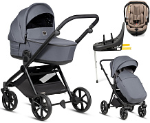 Детская коляска Tutis Mio 3 Plus Essential New 4 в 1 с автокреслом Beno Beige и базой 1622103 Dark Grey