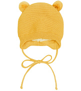Шапочка вязаная AmaroBaby Pure Love Pompony с подкладом ЧЗ желтый 42
