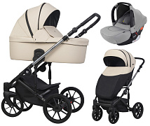 Детская коляска Riko Nano Thermo Ecco 3 в 1 с автокреслом Rant Cruise Grey 03 Ivory beige (бежевый)