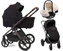 Детская коляска Peppy Soho 3 в 1 с автокреслом Verona Beige Black (черный) рама шоколад