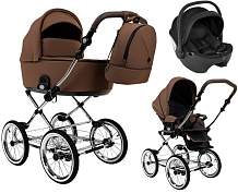 Детская коляска Roan Bass Next Classic d14 2.0 3 в 1 с автокреслом Pituso Baesa Pro Black BSNC/91/2 Mocha Mousse/Black/руч.Cappuccino