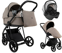 Детская коляска Roan Sol 2.0 3 в 1 с автокреслом Pituso Baesa Pro Black,Beige Canopy SLL/31/T Hazel/Black/руч.Black
