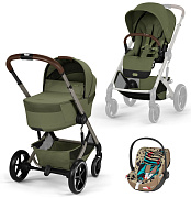 Коляска Cybex Balios S Lux Fold Cot TPE Cloud T One Love 3 в 1 Moss Green с дождевиками