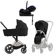 Коляска Cybex Priam IV Rosegold complete Cloud G Ocean Blue Plus Base G 3 в 1 Sepia Black