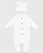 Комбинезон AmaroBaby Fashion с шапочкой молочный 86