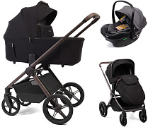 Детская коляска Peppy Soho 3 в 1 с автокреслом Jovikids Aria Black Black (черный) рама шоколад