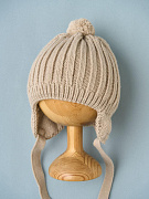 Шапка Little Star Лапша подклад флис, помпон вязаный 5603 (ЧЗ-нк) серо-бежевый 38