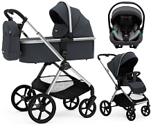 Коляска Agex Life 3 в 1 хромированная рама с автокреслом i-Team ATG519 Grey ALM606 Midnight Grey (Темно-серый)
