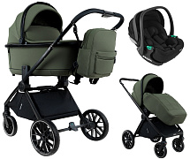 Детская коляска Pituso Mayla Plus 3 в 1 с автокреслом Baesa Black Deep Green/Black