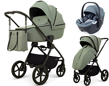 Детская коляска Rant Teo Soft 3 в 1 с автокреслом Aster Zero Graphite Olive