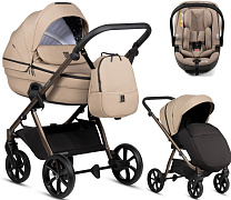 Детская коляска Tutis Uno 6 Plus Essential collection 3 в 1 с автокреслом Beno Beige 1602146 Nougat с сумкой