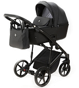 Детская коляска Adamex Mobi 3 в 1 M-PS112 (ГРАФИТ+ЧЕРН.КОЖА)