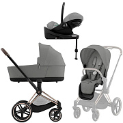 Коляска Cybex Priam IV Rosegold complete Cloud G Stone Grey Plus Base G 3 в 1 Mirage Grey