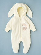 Комбинезон Little Star Зайка Малыш вязаный на молнии утепленный 1725 (ЧЗ-мз) крем 62