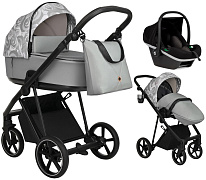 Детская коляска Roan Sol Flowers 3 в 1 с автокреслом Tutis Elo Black RSF/5002 Gray/Black