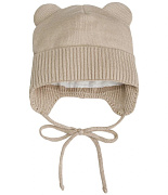 Шапочка вязаная AmaroBaby Pure Love Bear с подкладом ЧЗ песочный 46