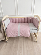 Комплект в детскую кроватку Lappetti Organic baby cotton для прямоугольной кроватки 6 предметов розовый