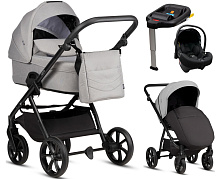 Детская коляска Tutis Leo 3 Plus 4 в 1 с автокреслом Elo Lux EduSky Black с базой 1582068 Warm Grey